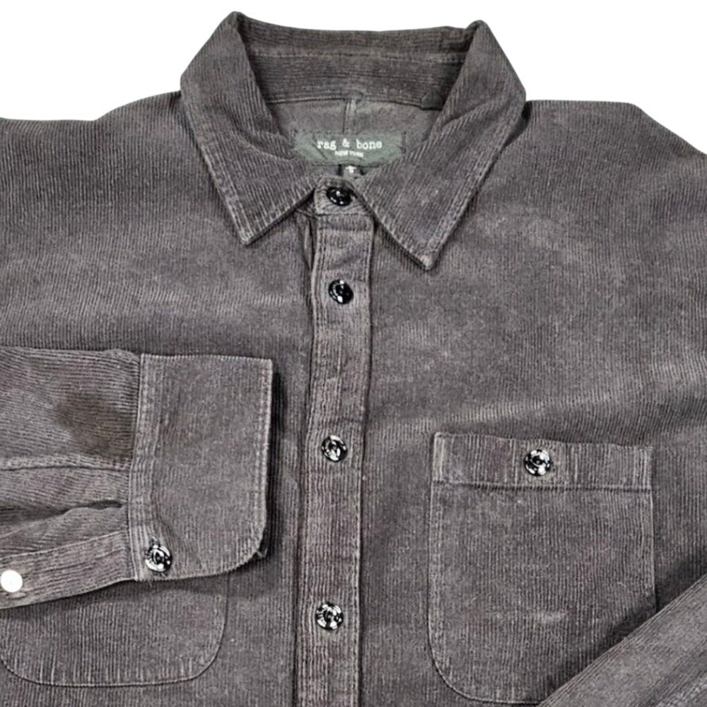rag & bone Men's Finch Fine Corduroy Button Down Shirt Long Sleeve Brown Size L